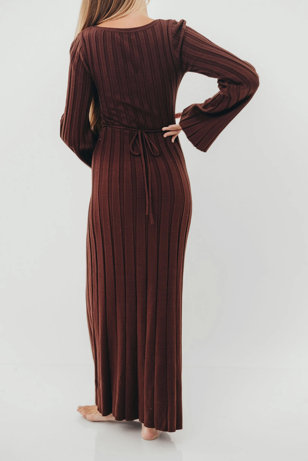 Rowan Square Neck Maxi Dress in Brown Smile Feel Essential Layer