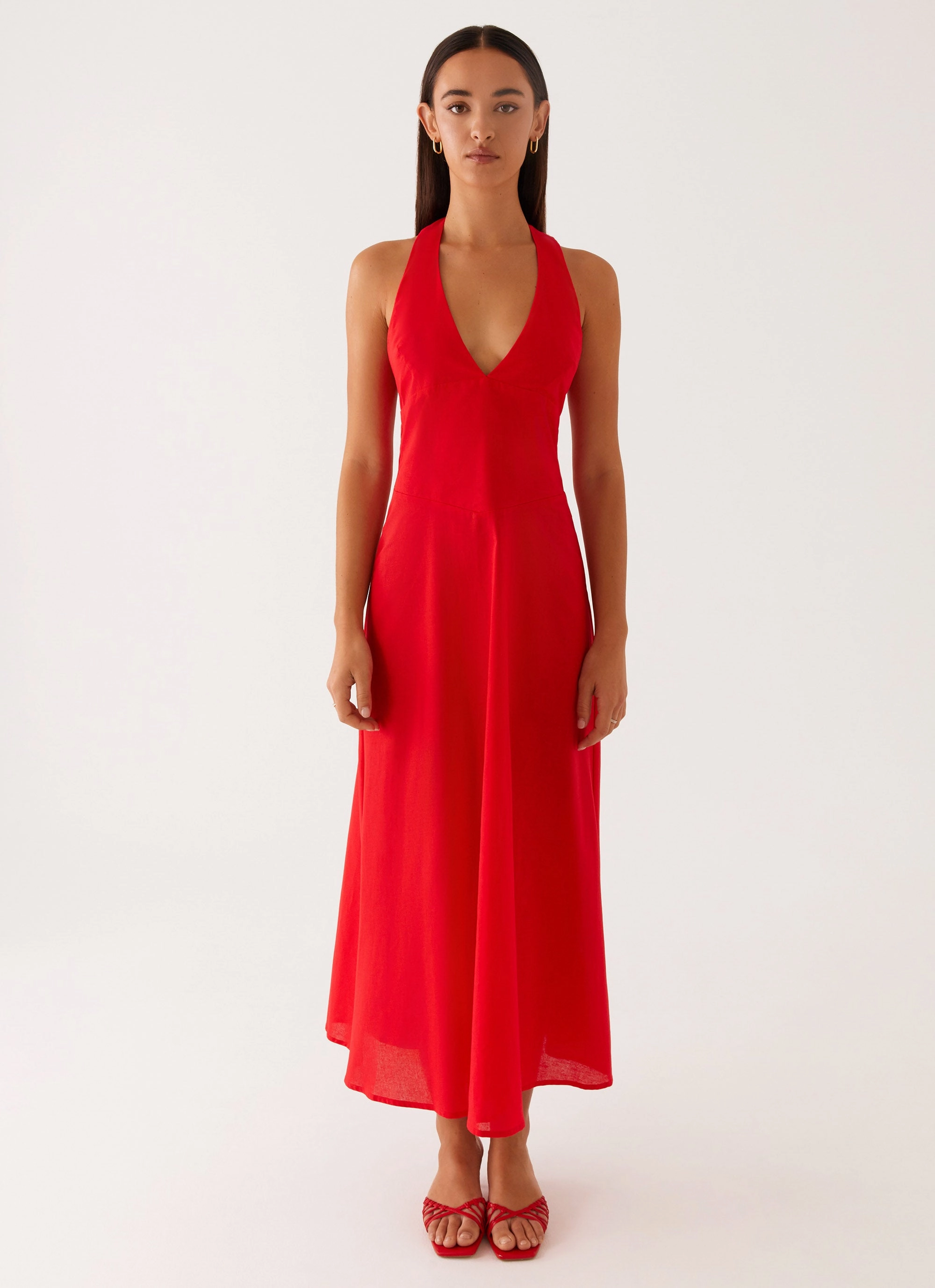 Falling For You Midi Dress - Red Lower Hem High-Fashion