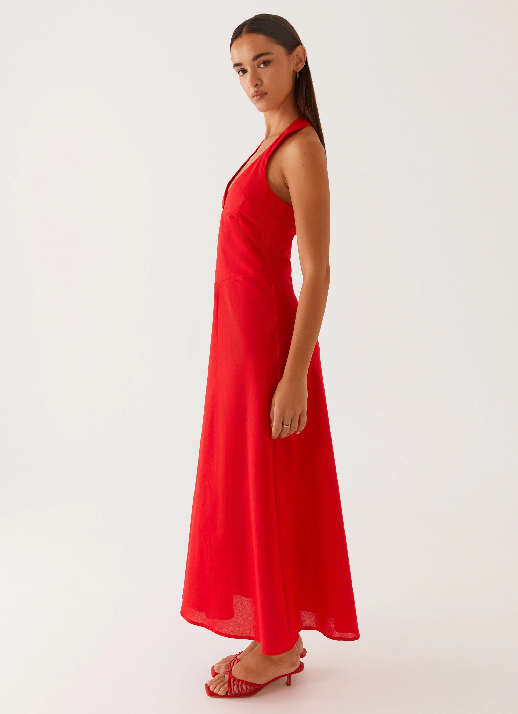 Falling For You Midi Dress - Red Classic Grace