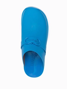 Stylish Features Ferragamo Gancini Raised Logo Clogs