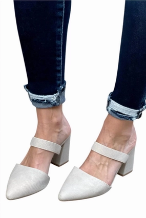 Women's Heeled Mule In Ivory Effortless Beach Wear