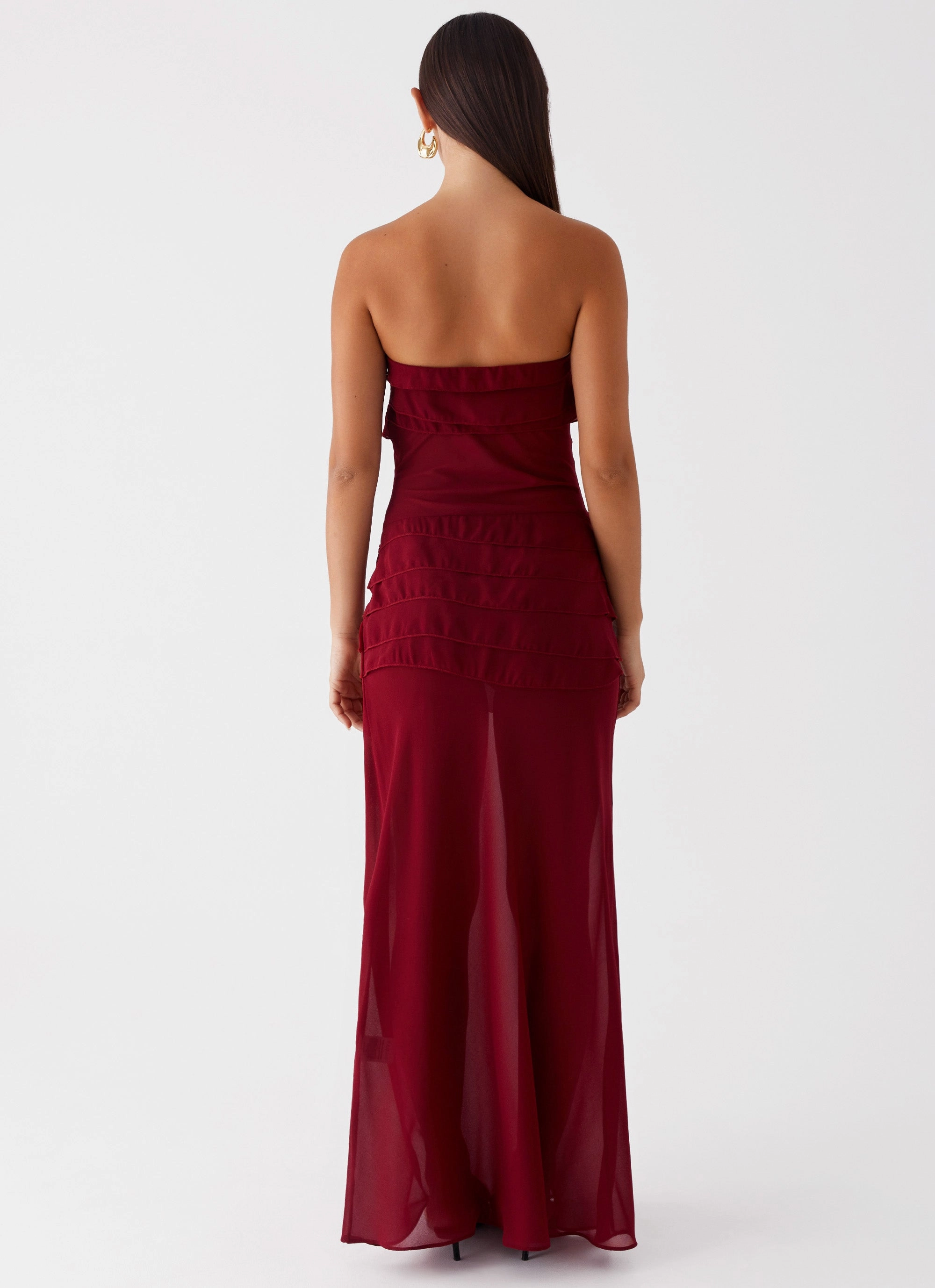 Feminine Touch Classic A-line design Into The Night Maxi Dress - Cherry Red