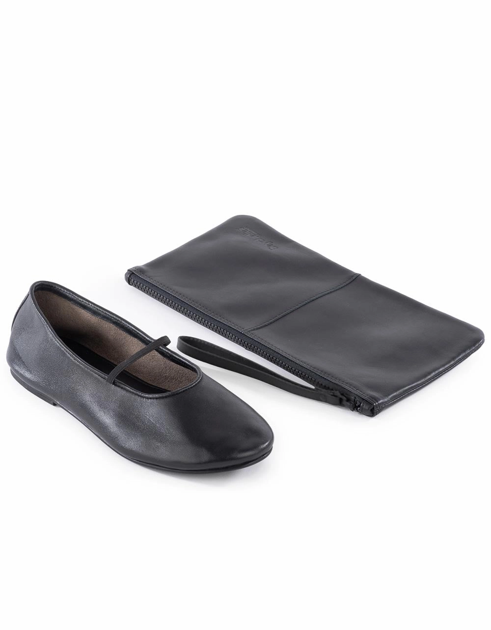 Runway Step Seychelles Neon Moon Ballet Flat Travel Duo in Black Leather