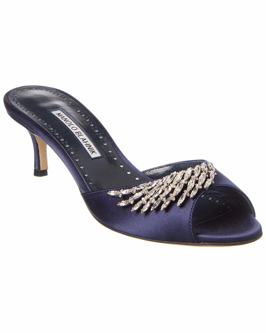 Manolo Blahnik Lumada 50 Satin Mule Flexible Design Ergonomic Shape