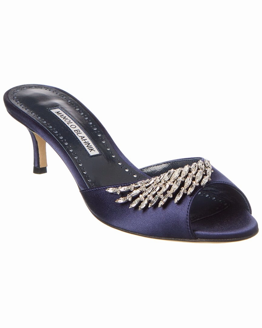 Soft Slide Comfort Lock Manolo Blahnik Lumada 50 Satin Mule