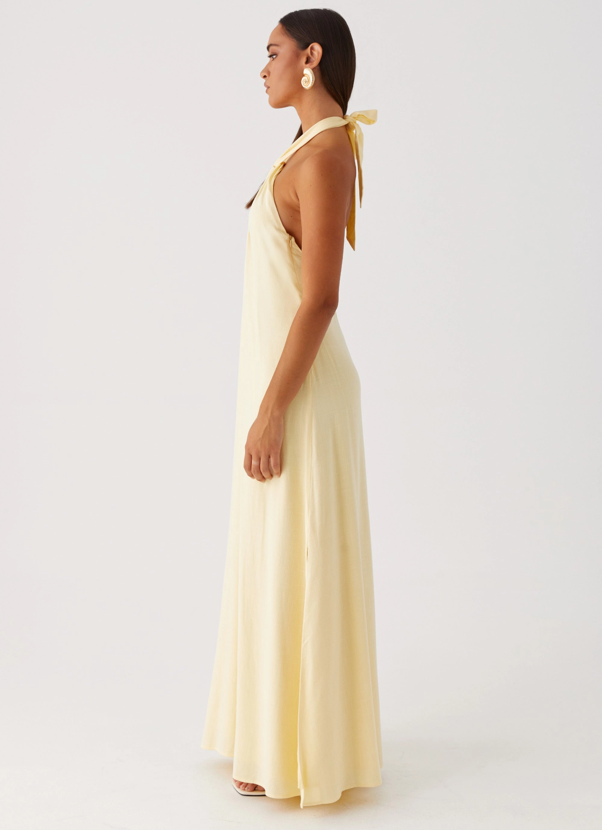 Light Sheen Golden Child Linen Maxi Dress - Yellow