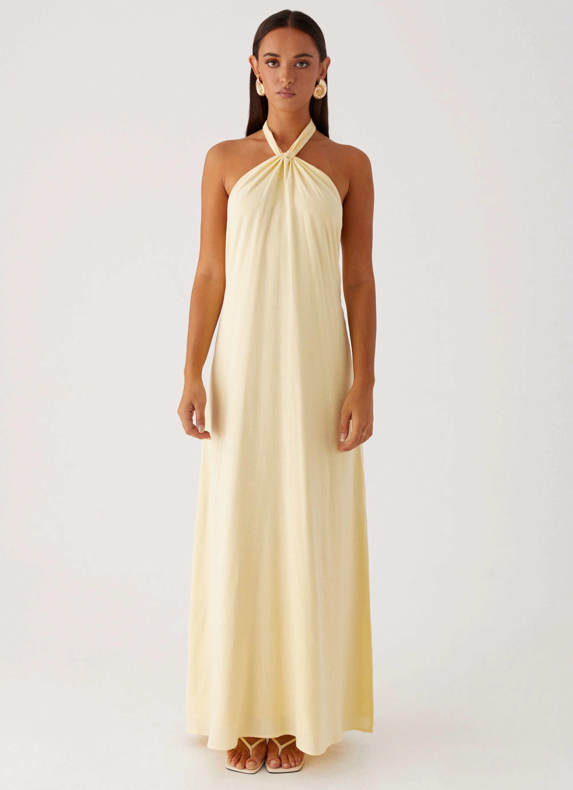 Golden Child Linen Maxi Dress - Yellow Dreamy Presence