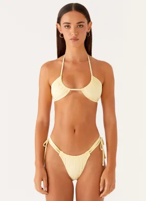 Non Slip Grip Features Durable-Quality Juni Bikini Top - Pastel Yellow