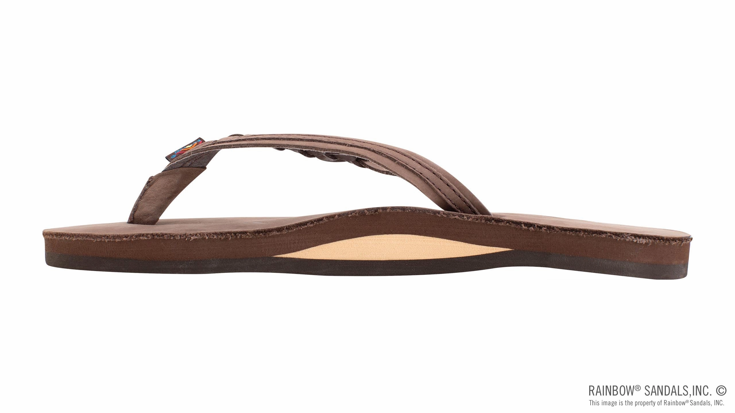 Rainbow Sandals Flirty Braidy - Single Layer Premier Leather 1/2" Narrow Strap with Braid Hot Weather Travel Ready