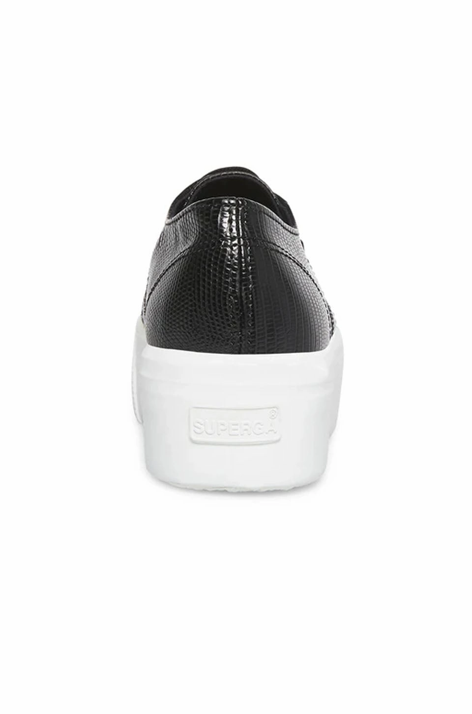 Daily Activity Superga 2790 Faux Lizard Sneaker In Black/White