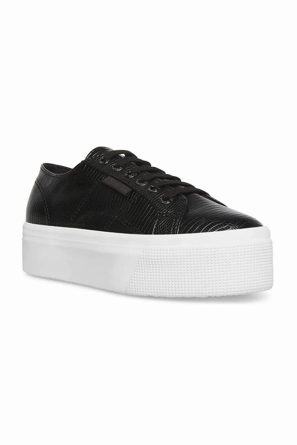 Superga 2790 Faux Lizard Sneaker In Black/White Dynamic Fit Collar Recycled Material Options