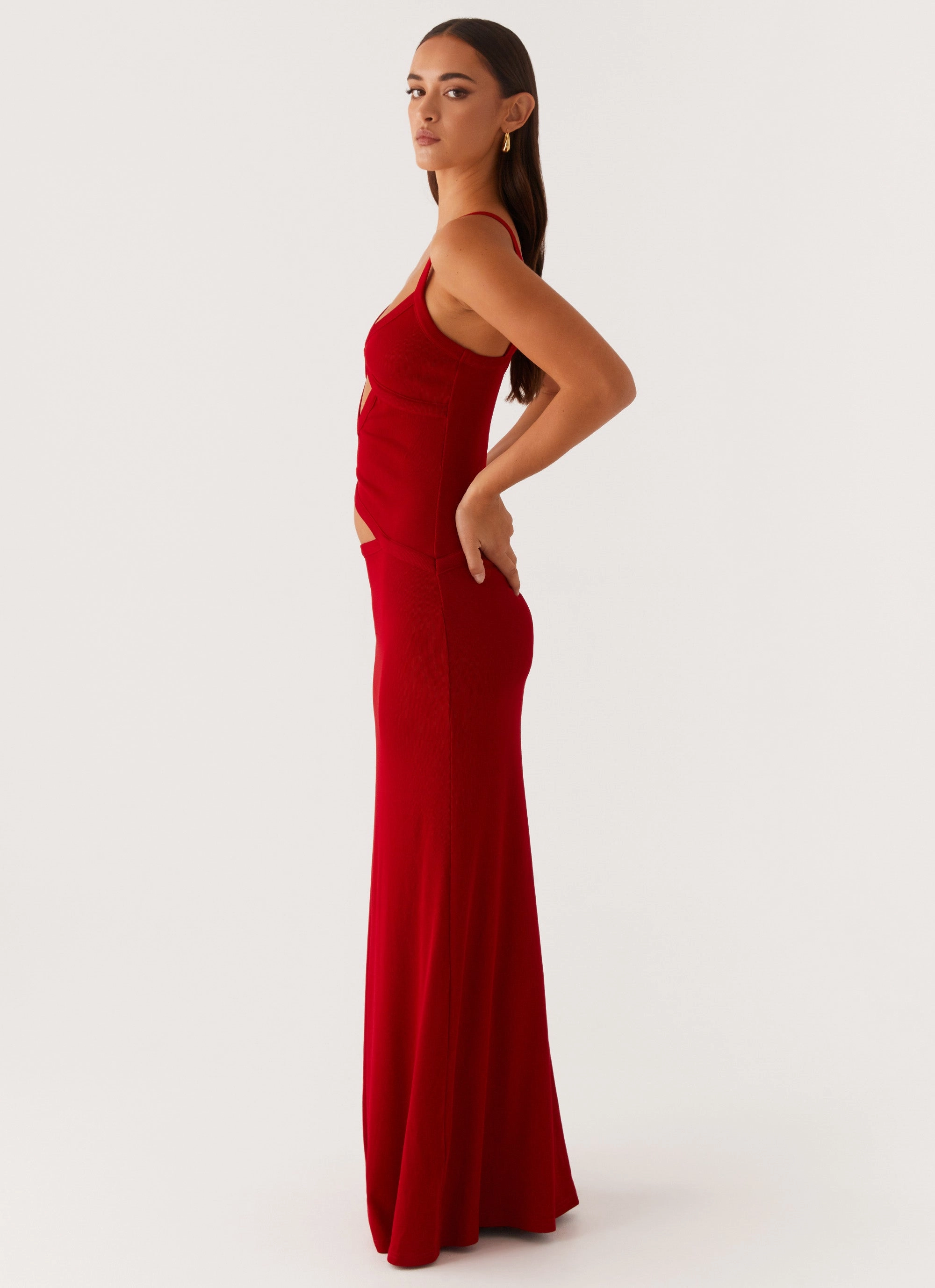 Jocelyn Maxi Dress - Red Chain-Detail