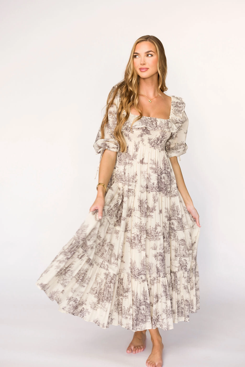 Romantic date dress Light Weave Amali Dress in Ivory - 100% Cotton & Bump Friendly