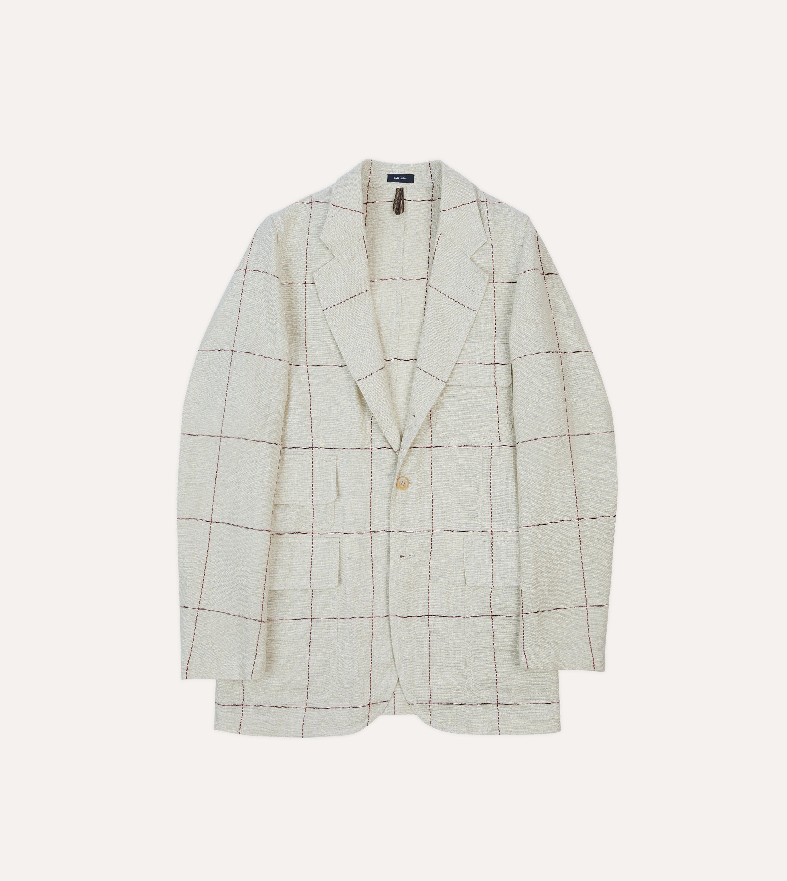 Ecru and Red Windowpane Check Games Blazer Mk. IV Sleek Professional Look Professional Style