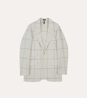 Ecru and Red Windowpane Check Games Blazer Mk. IV Sleek Professional Look Professional Style