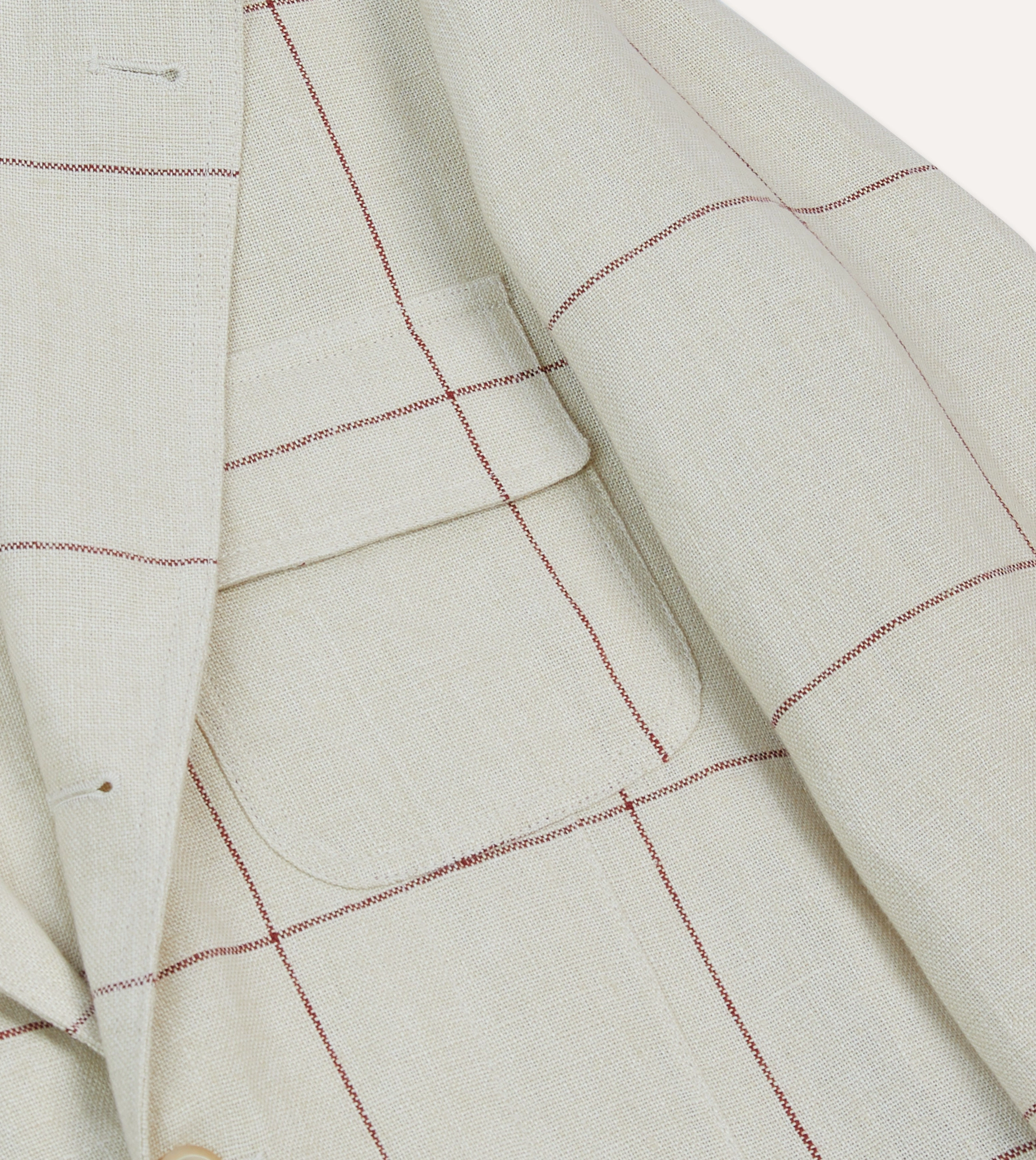 Ecru and Red Windowpane Check Games Blazer Mk. IV Refined Appearance Crisp Layering