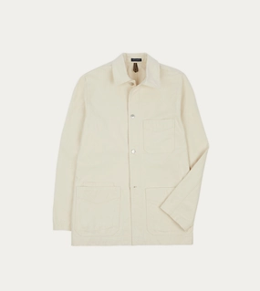 autumn season Ecru Cotton Duck Canvas Five-Pocket Chore Jacket