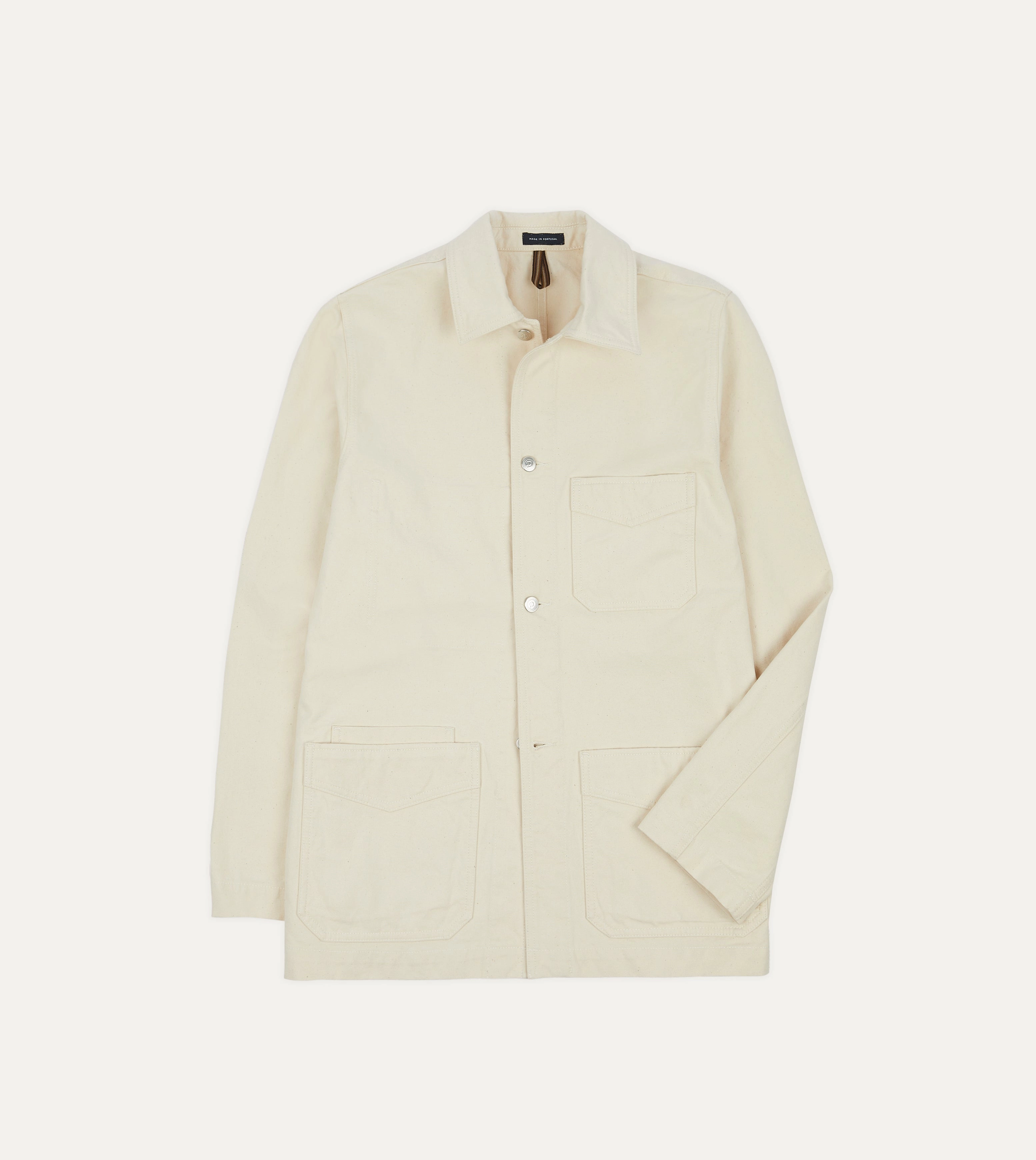 autumn season Ecru Cotton Duck Canvas Five-Pocket Chore Jacket