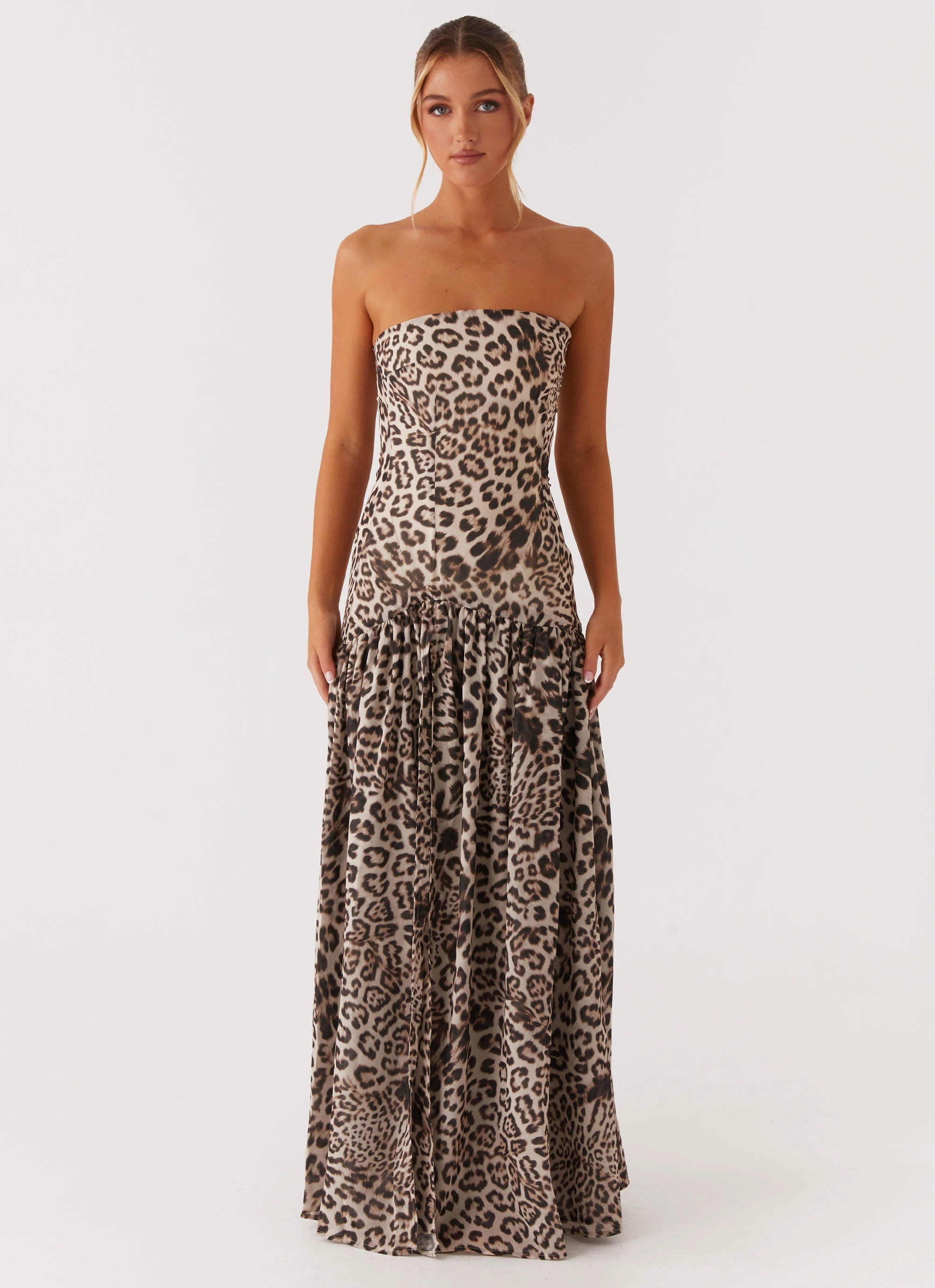 Layerable Piece Dreamy Motion Eden Strapless Maxi Dress - Leopard