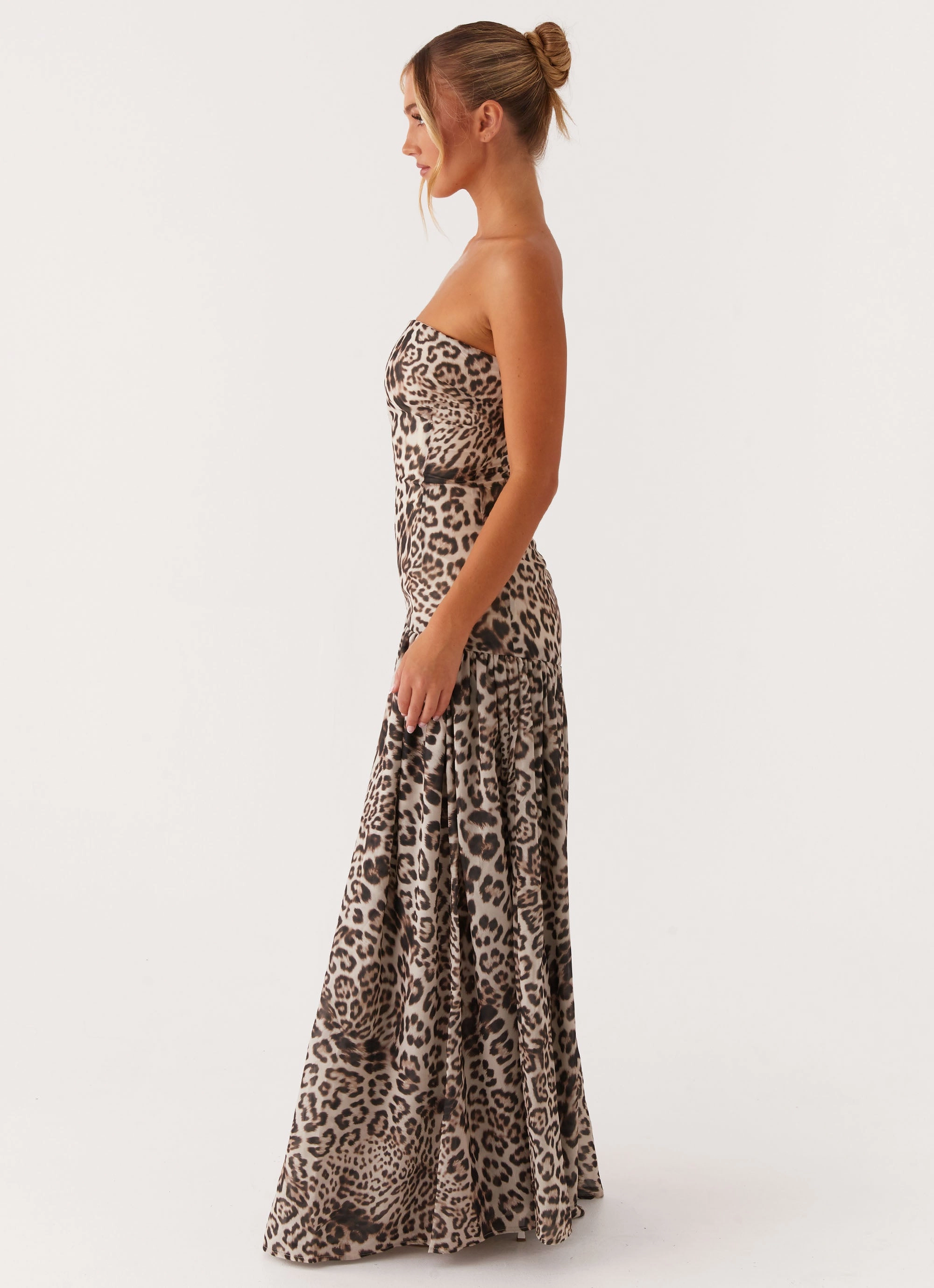 Eden Strapless Maxi Dress - Leopard Simple Chic