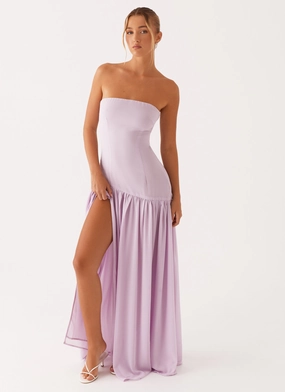 Eden Strapless Maxi Dress - Lilac Shine Dressy Chill Style