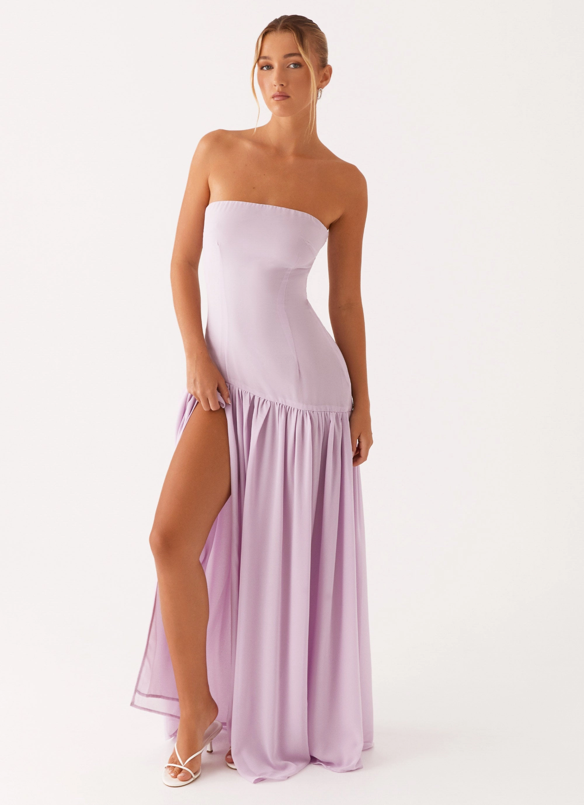 Eden Strapless Maxi Dress - Lilac Shine Dressy Chill Style