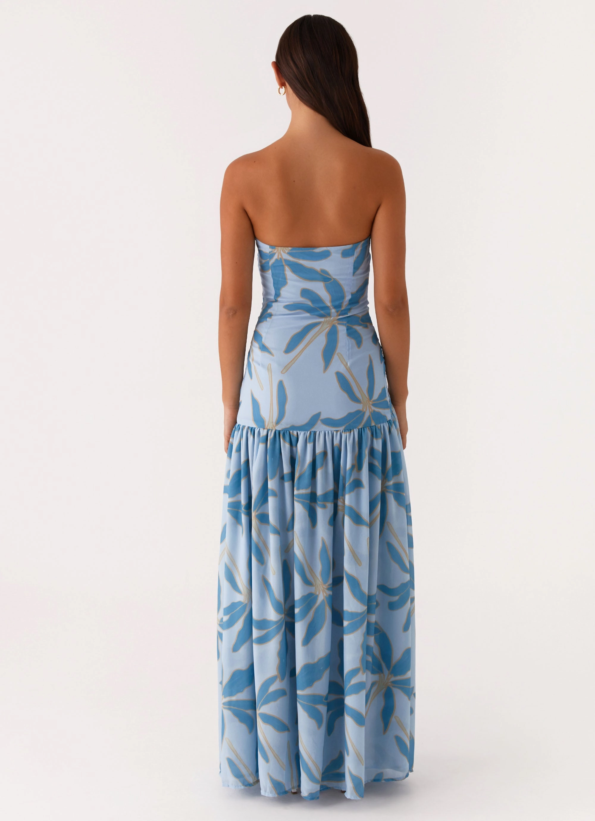 Modern Lines Non-Iron Eden Strapless Maxi Dress - Opulent Blue