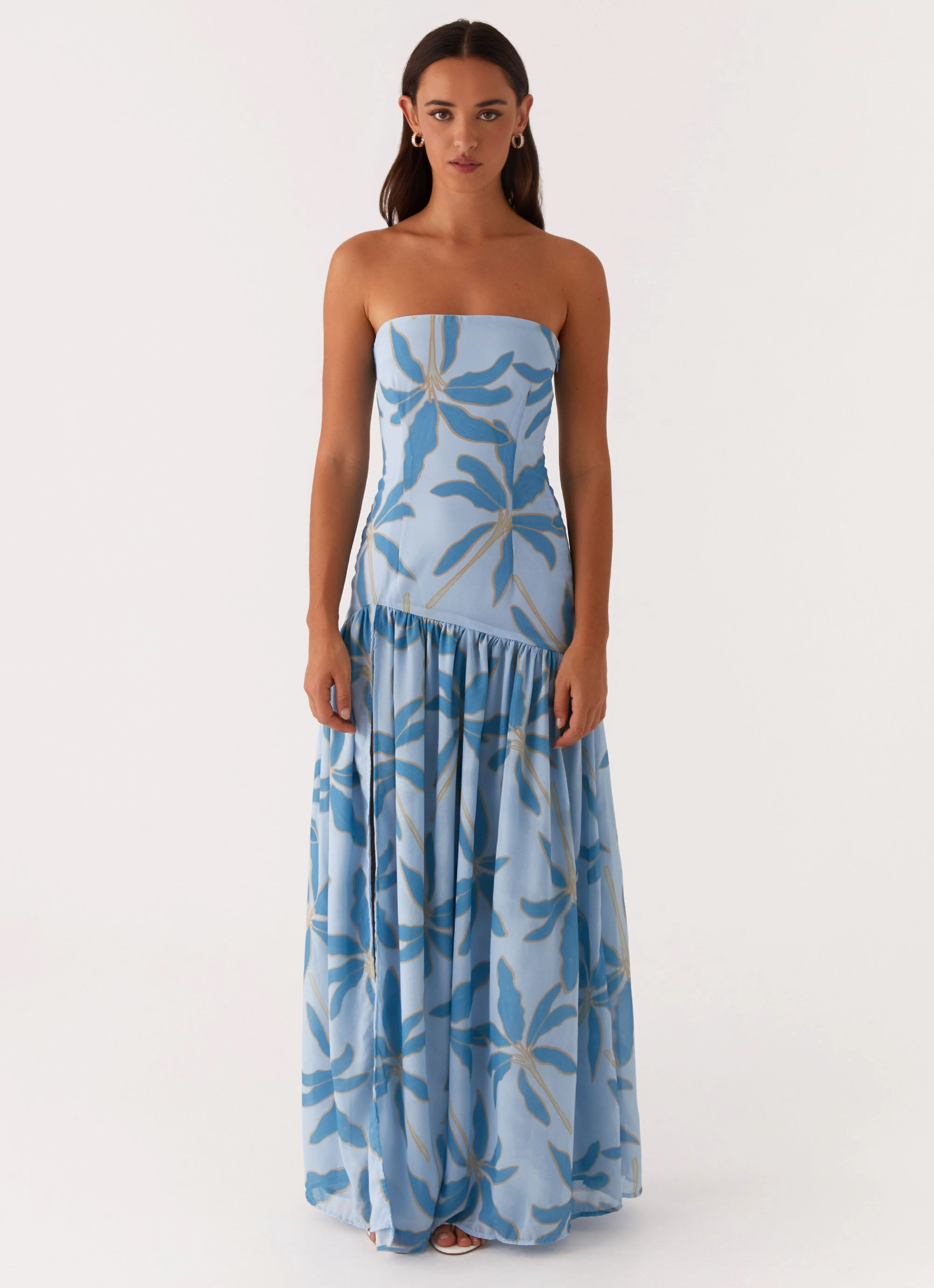 PlushLining Long Lines Eden Strapless Maxi Dress - Opulent Blue