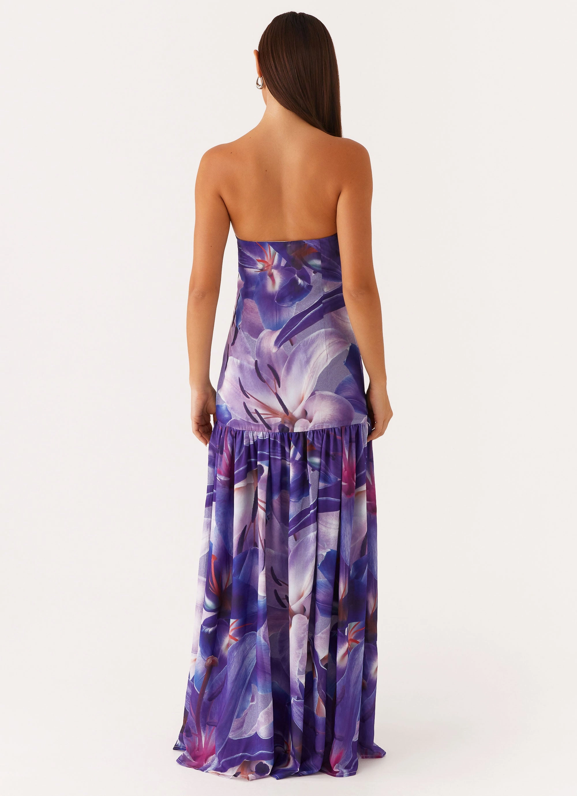 Smile Soft Cozy Balance Eden Strapless Maxi Dress - Purple White Lilly