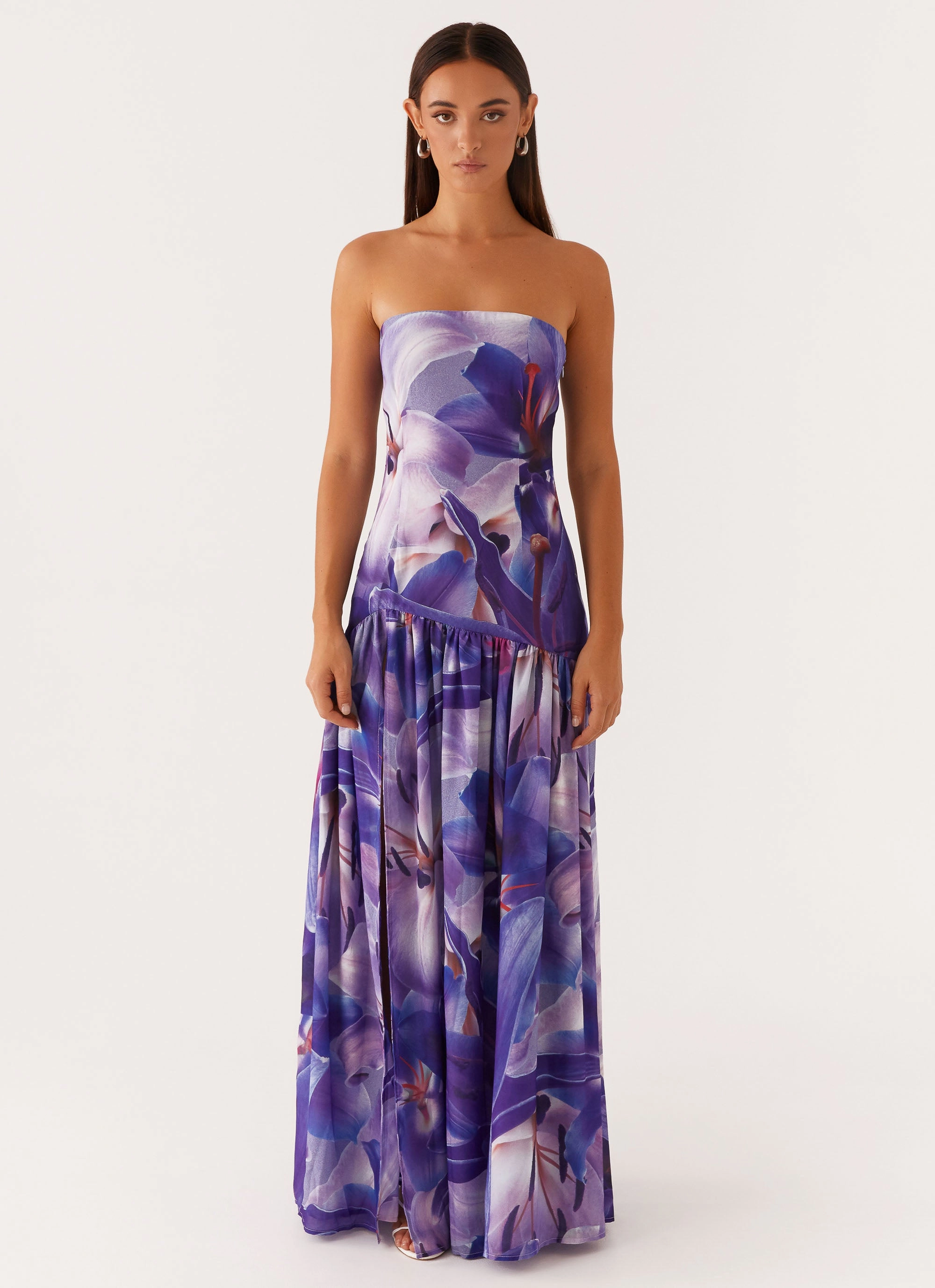 Eden Strapless Maxi Dress - Purple White Lilly Easy Match