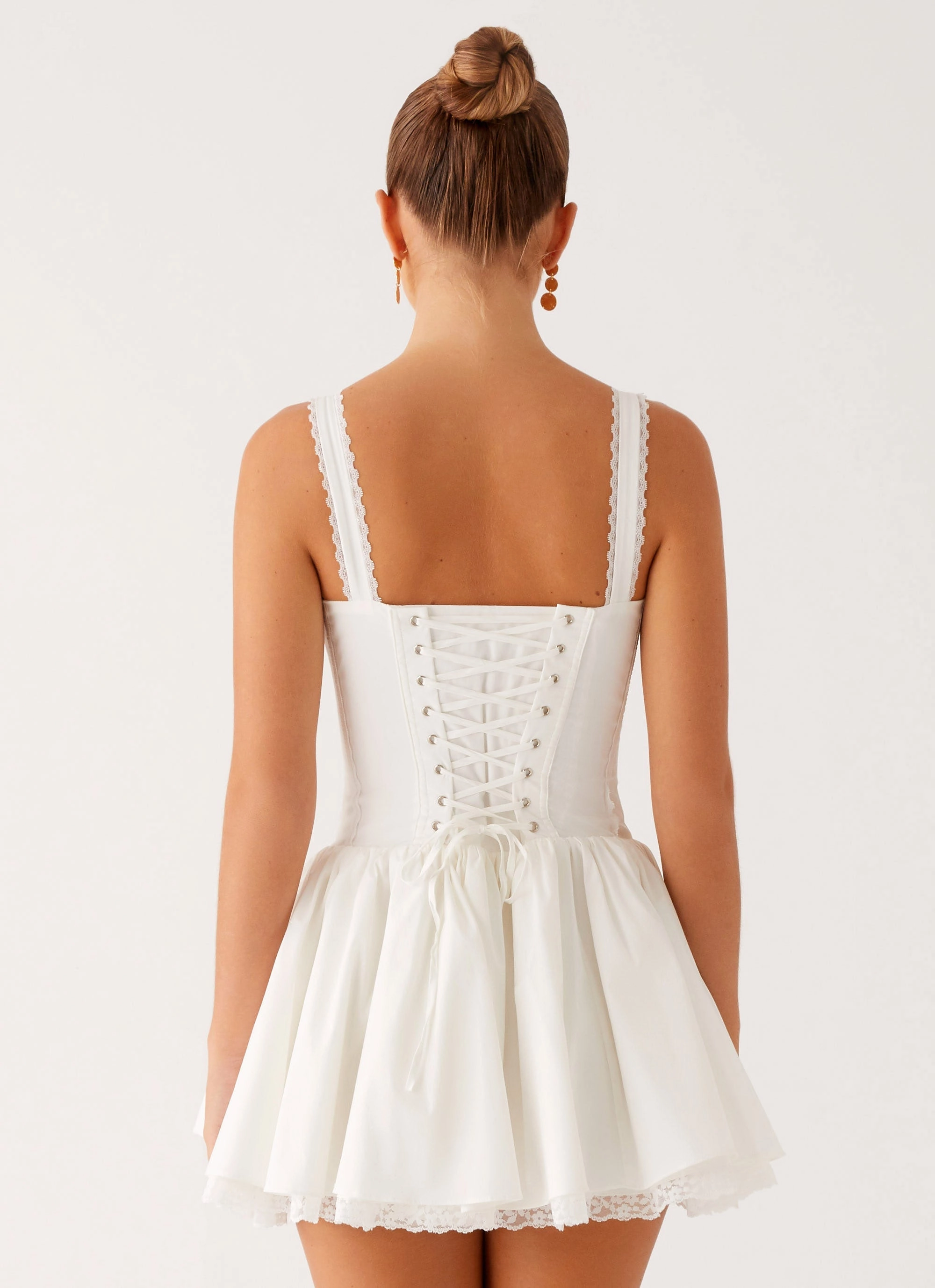 Satin-Edge Lacie Mini Dress - White