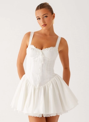 Lacie Mini Dress - White Versatile Layer Tactile Feel