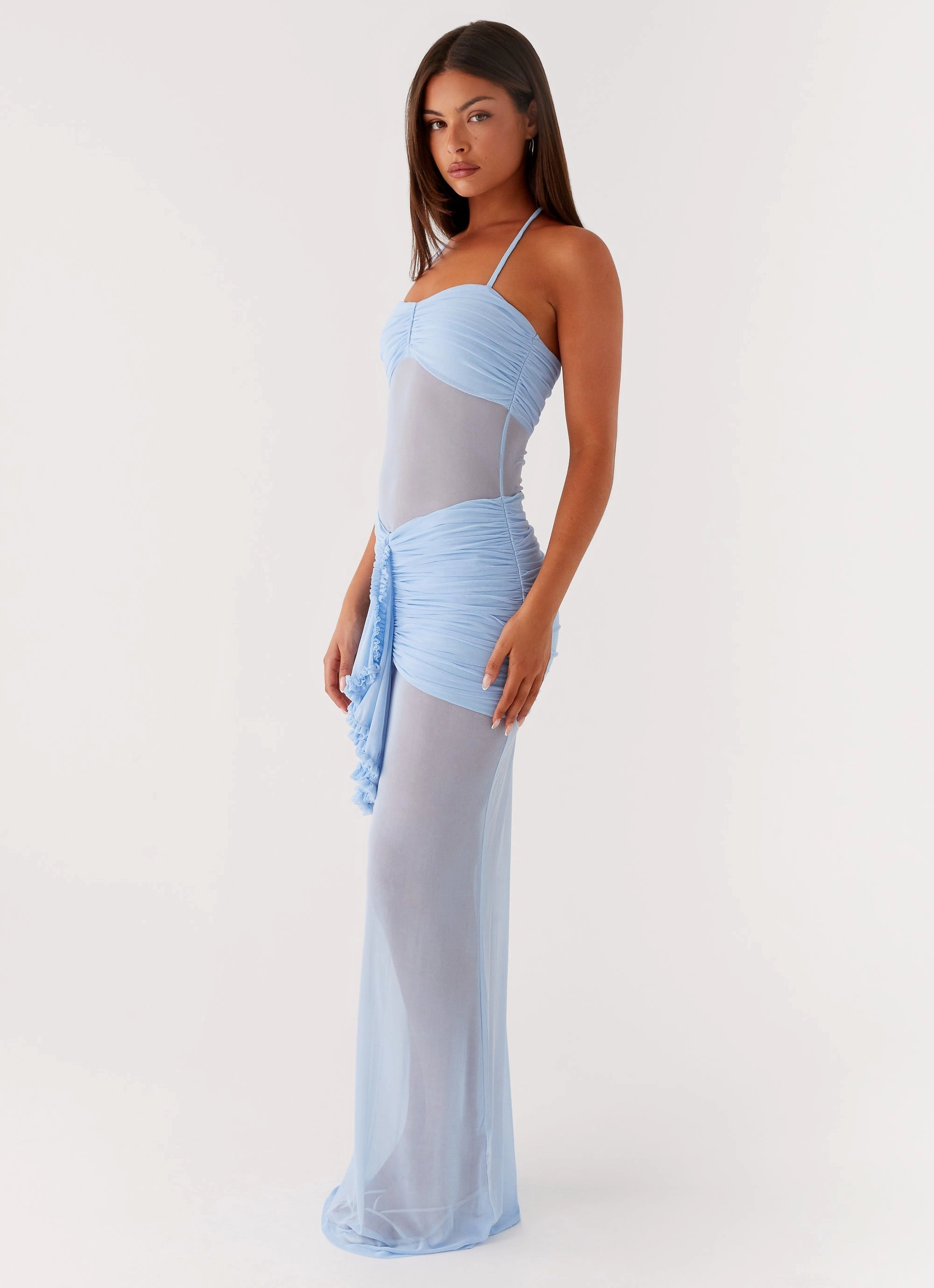 Lily Halter Maxi Dress - Blue LayeredHemline All Day Ready