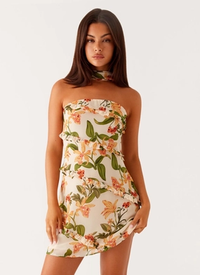 Edwina Strapless Mini Dress - Floral Print Refined Vibe Night Vibes