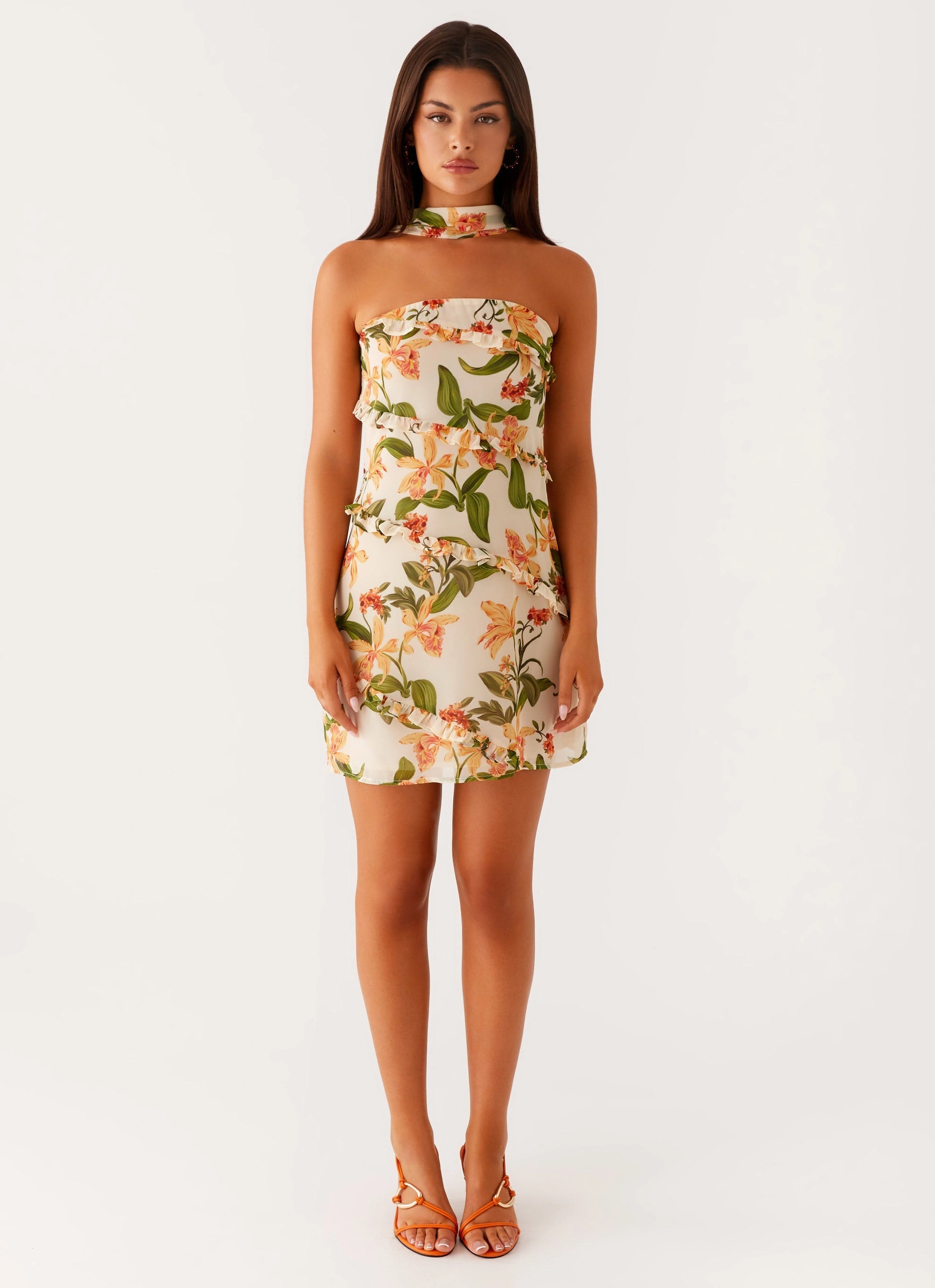 Flowing Layers Edwina Strapless Mini Dress - Floral Print