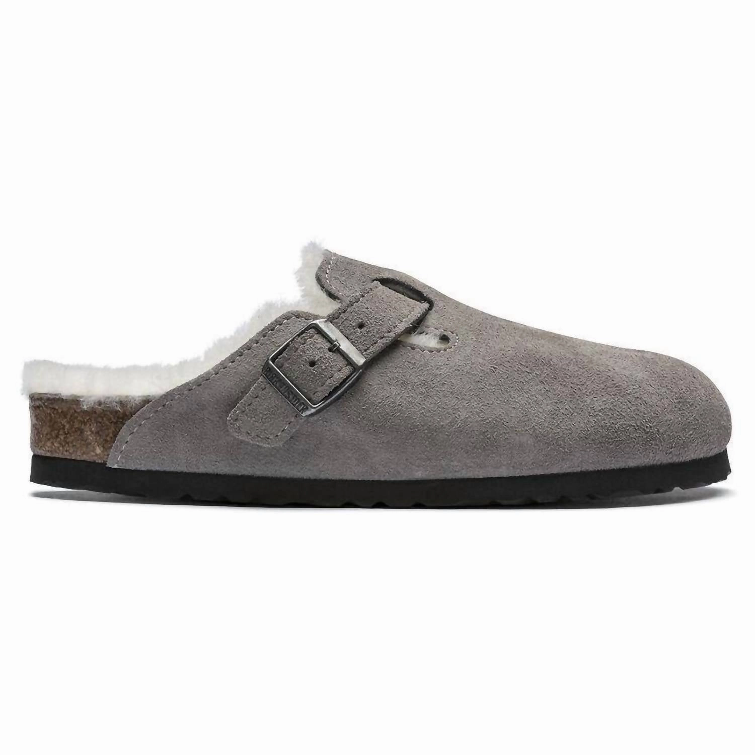 Unisex Boston Fur Coin Shearling Clog In Stone Comfort Ankle Support