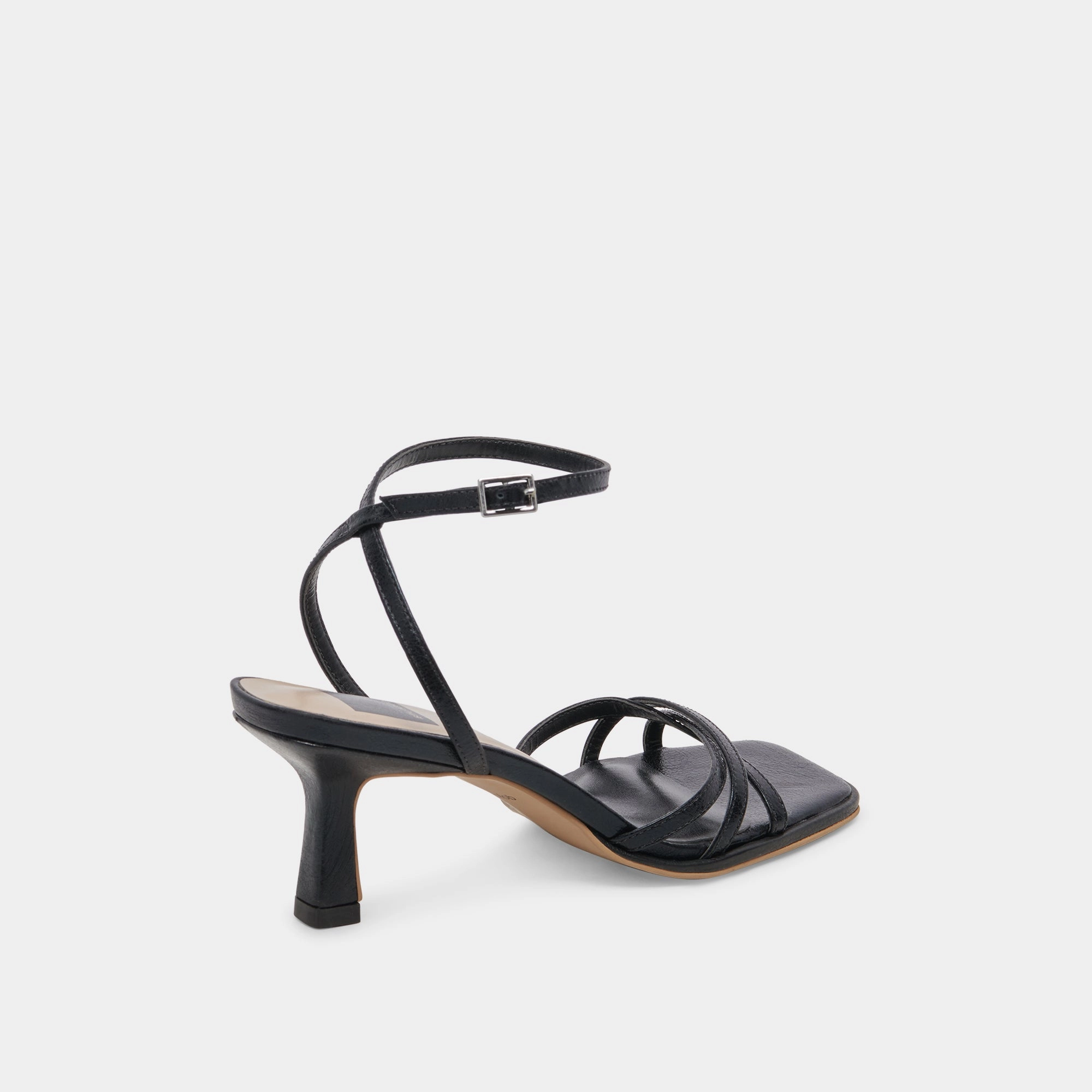 Dolce Vita Manji Heels in Midnight Patent Leather Removable Footbed Textured Surface