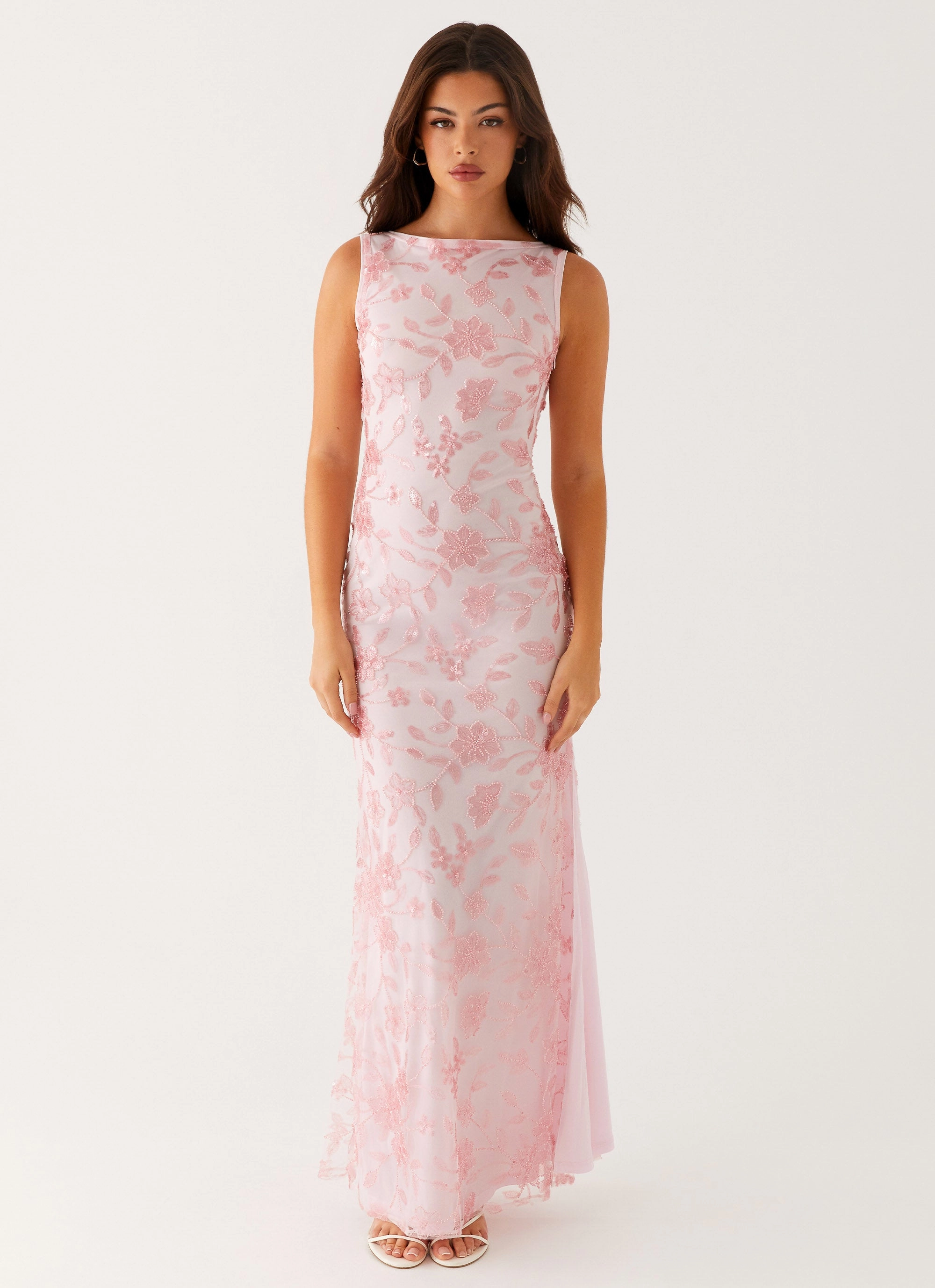 Moorey High Neck Maxi Dress - Pink Luxe Look