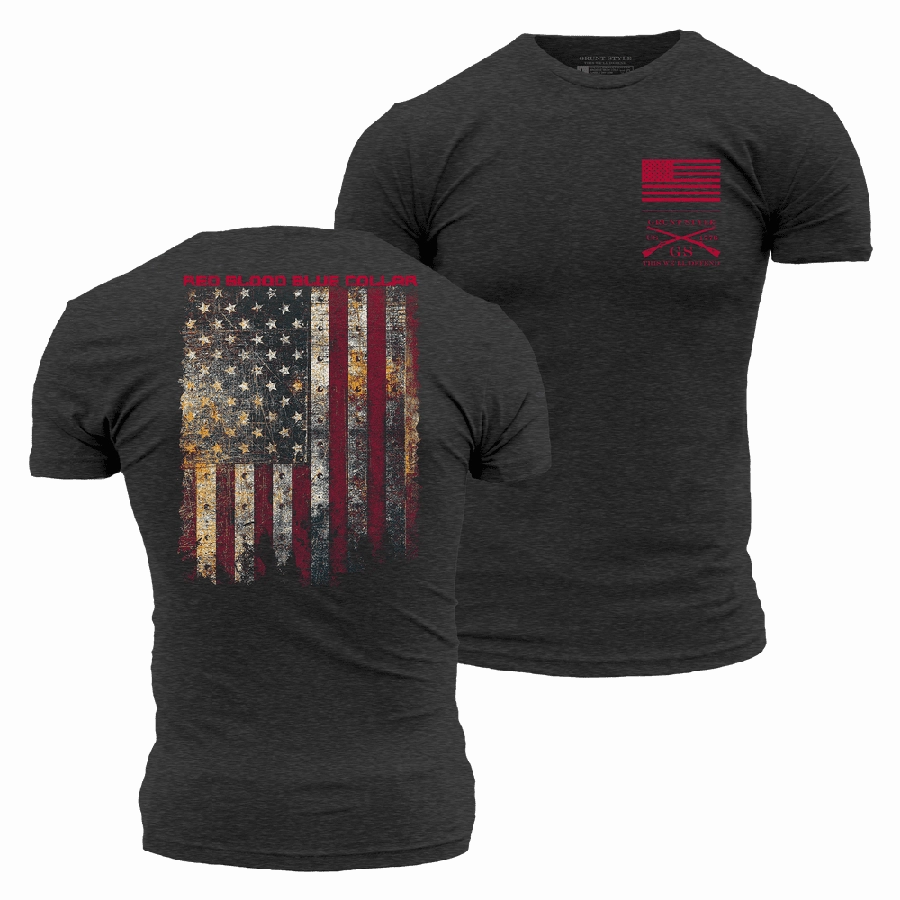 TemperatureControl Fabric Soft and Lightweight Red Blood Blue Collar? T-Shirt - Charcoal