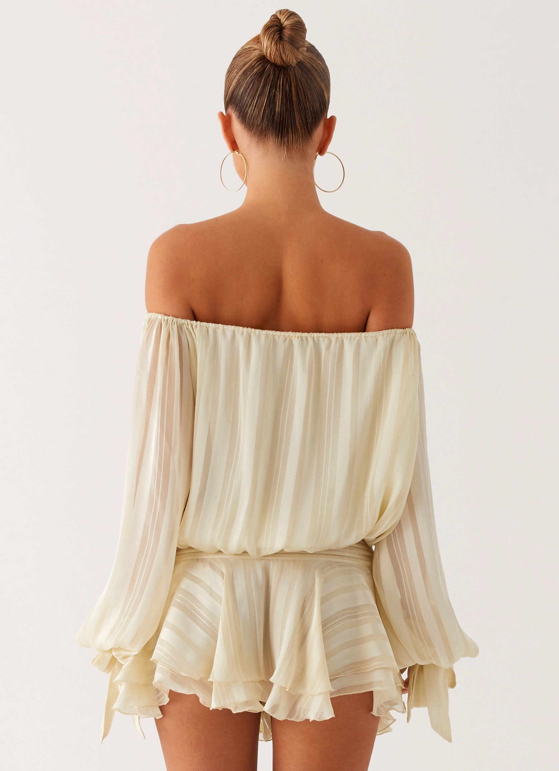 Relaxed Finish Eira Balloon Sleeve Mini Dress - Ivory