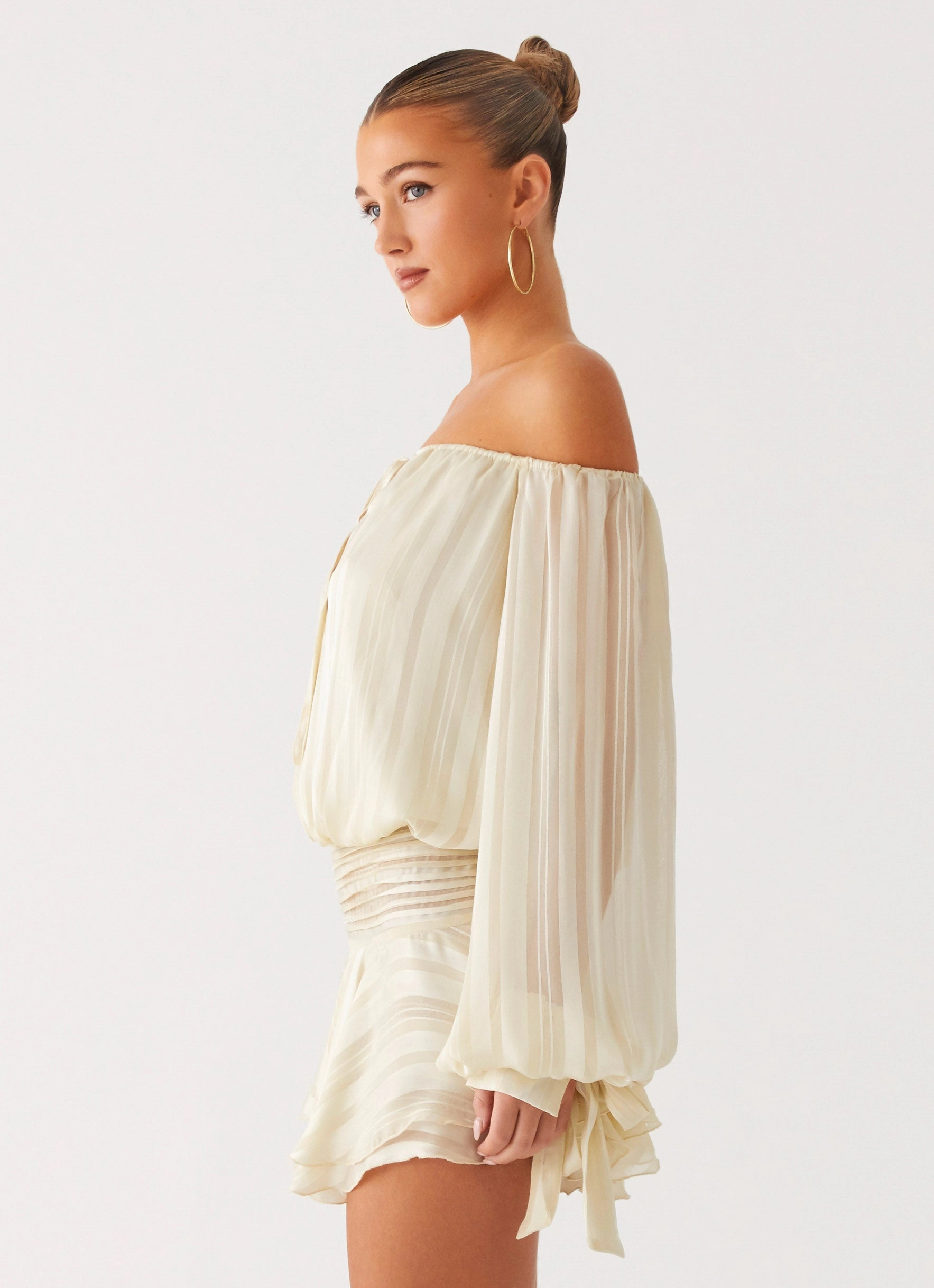 Fashion Mix Eira Balloon Sleeve Mini Dress - Ivory