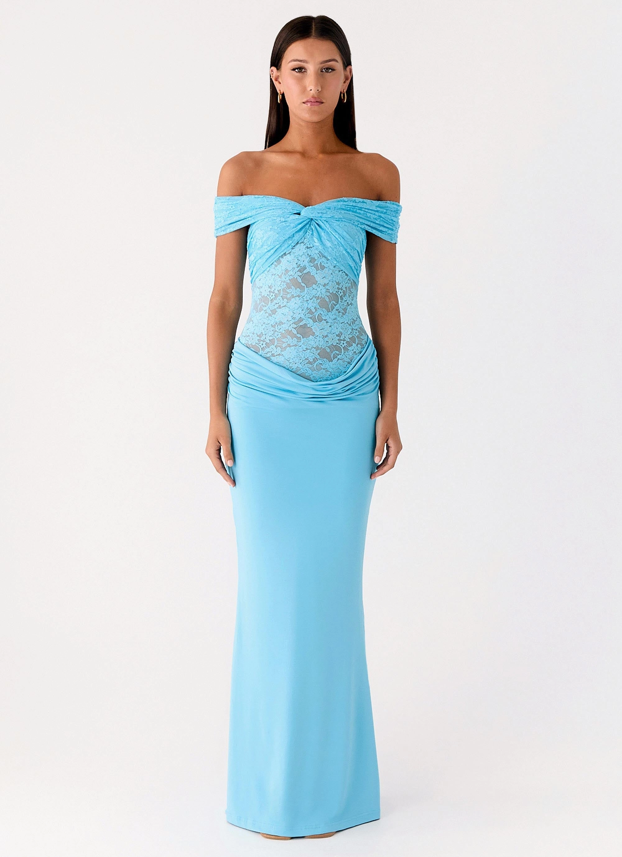 Subtle Lines Either Way Maxi Dress - Turquoise Blue