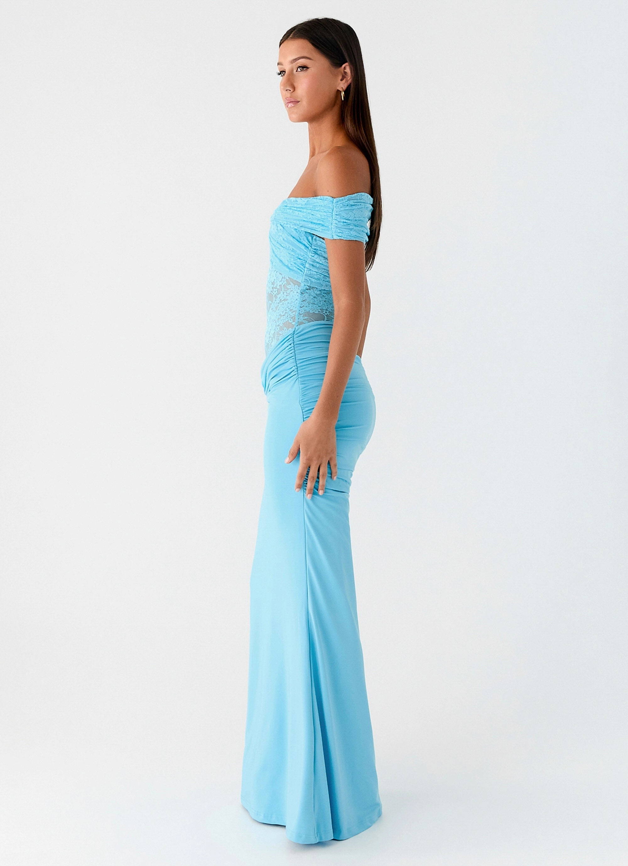 Either Way Maxi Dress - Turquoise Blue Contemporary Fit Lightweight Layer