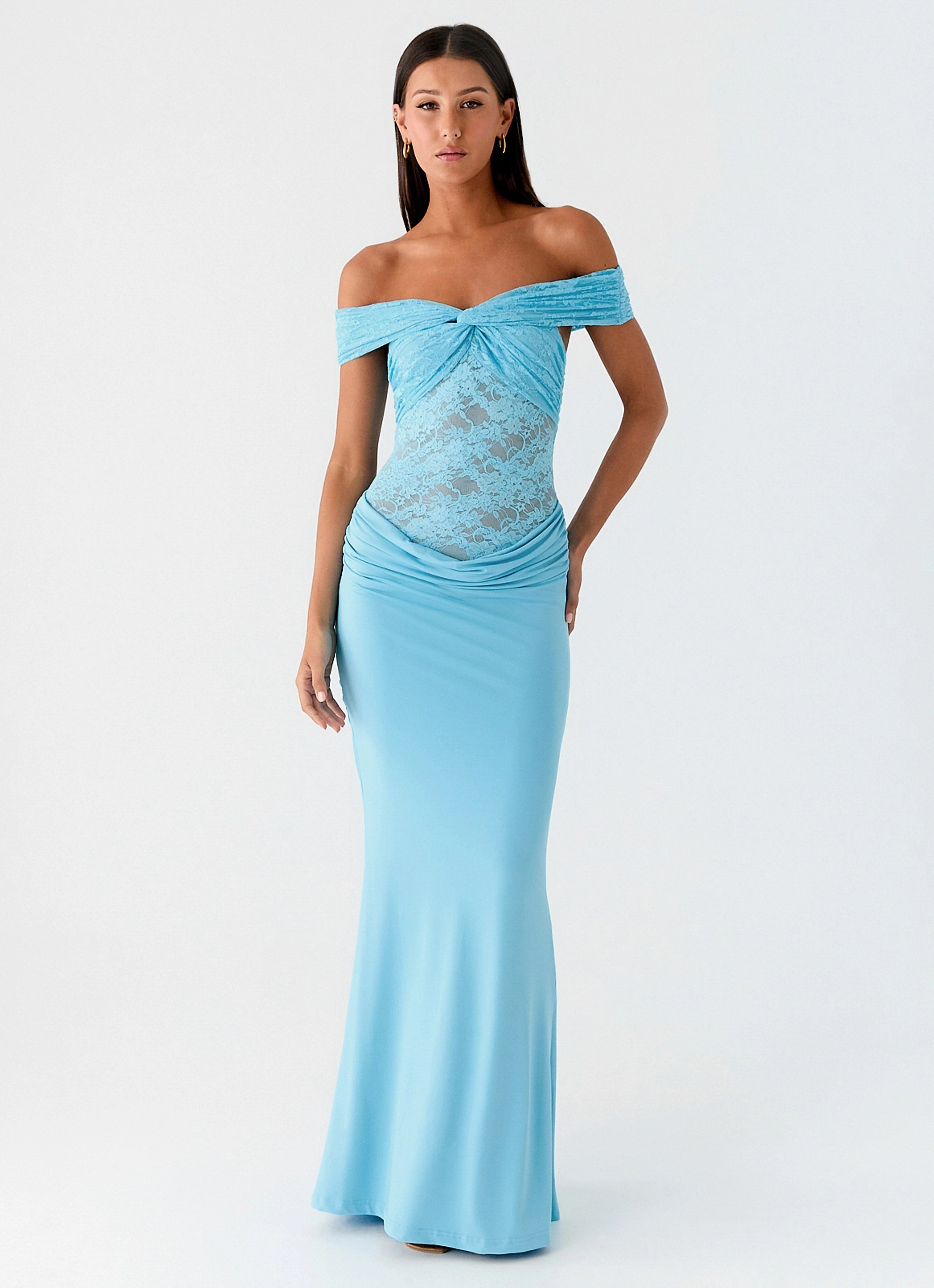 Either Way Maxi Dress - Turquoise Blue Texture Edge Air Touch