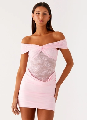 Fashionable Comfort Wear Either Way Off Shoulder Mini Dress - Baby Pink