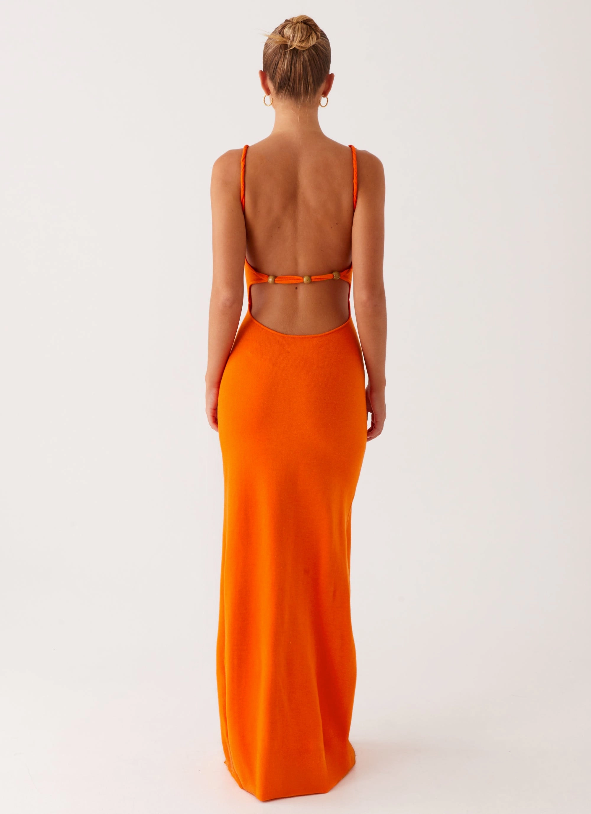 Elegant Silhouette Trendy pick Elaina Knit Maxi Dress - Orange