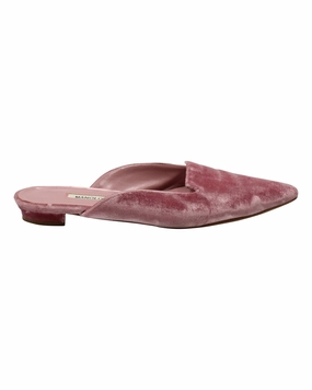 Manolo Blahnik Ruby Pointed-Toe Mules in Pink Velvet Easy Vibe Quick Travel Sandals