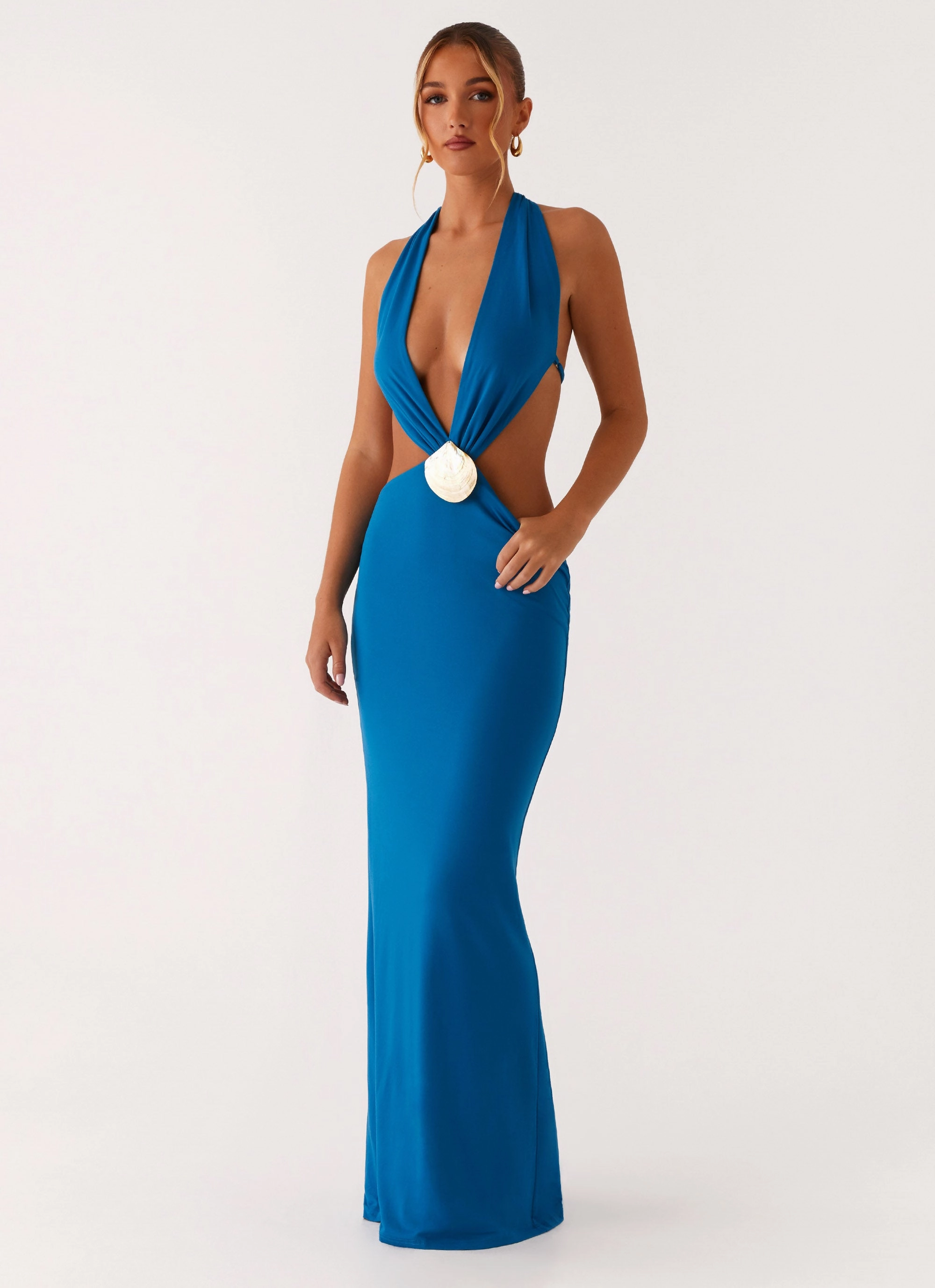 Peace Glow Flossy Maxi Dress - Royal Blue