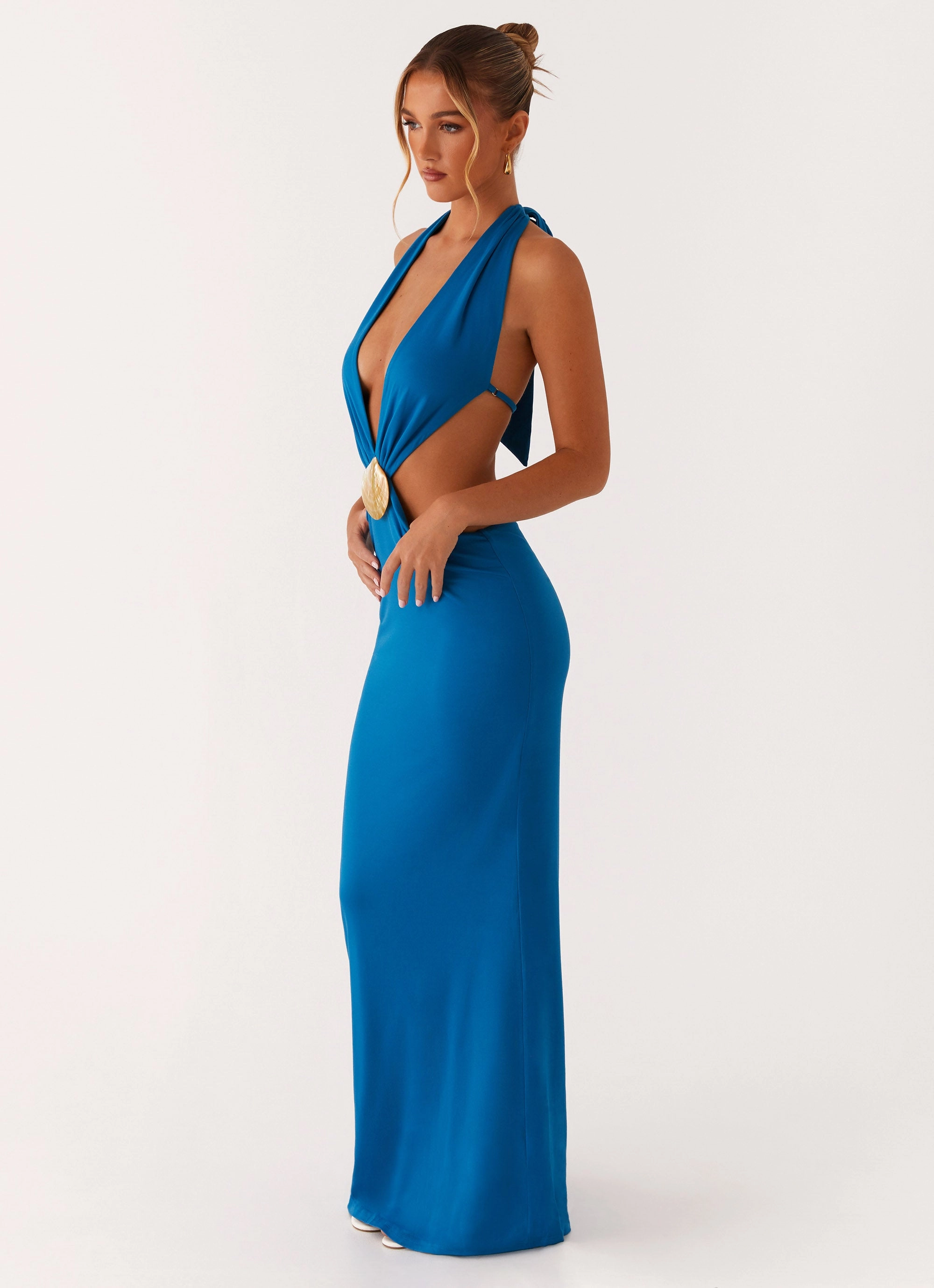 Sleek Wear Flossy Maxi Dress - Royal Blue