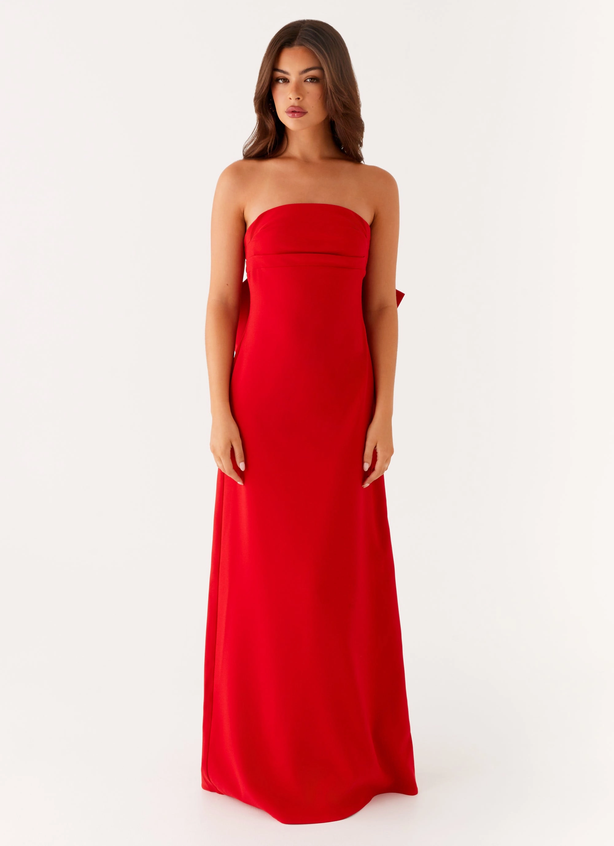 Meredith Maxi Dress - Red Bust-Enhancing Vintage-Inspired